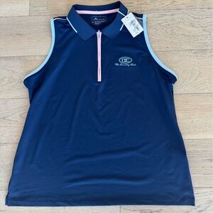 Peter Millar Womens Sleeveless Polo Top Blue XL Logo on chest as pictured